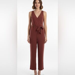 Vero Moda Sleeveless Wrap Jumpsuit Linen blend Waist Tie Women Large Office